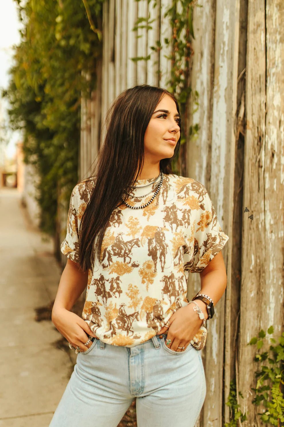 Cowboy Spring Cuff Sleeve TeeS/M