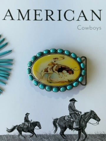 Cowgirl Turquoise Oval Belt Buckle – Wild Junkie display picture 1