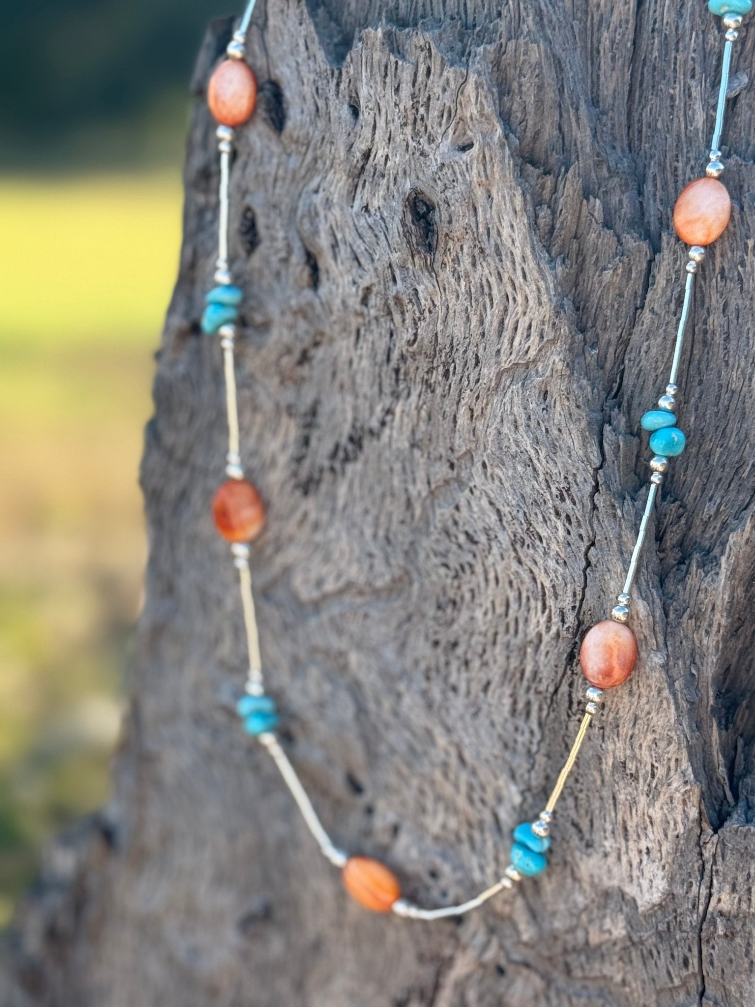 Desert Harmony Spiny Oyster And Turquoise Necklace