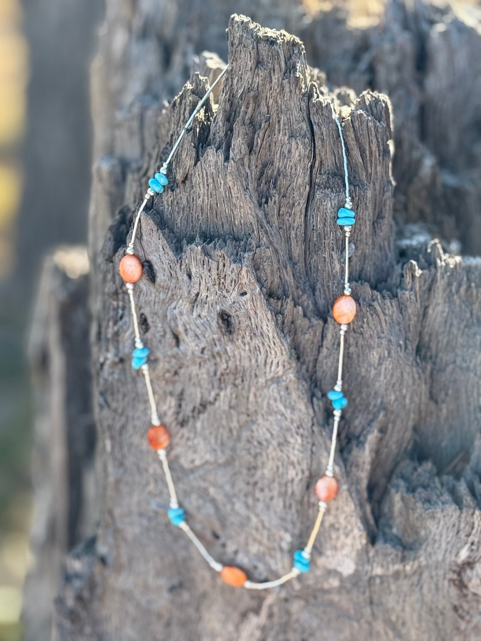 Desert Harmony Spiny Oyster And Turquoise Necklace