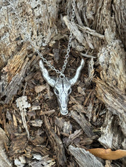 Desert Steer Skull Pendant NecklaceSilver