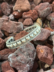 Faux Silver Heart Cuff Bracelet