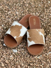 Genuine Cowhide Sandals - CaramelMulti6