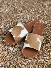 Genuine Cowhide Sandals - CaramelMulti6