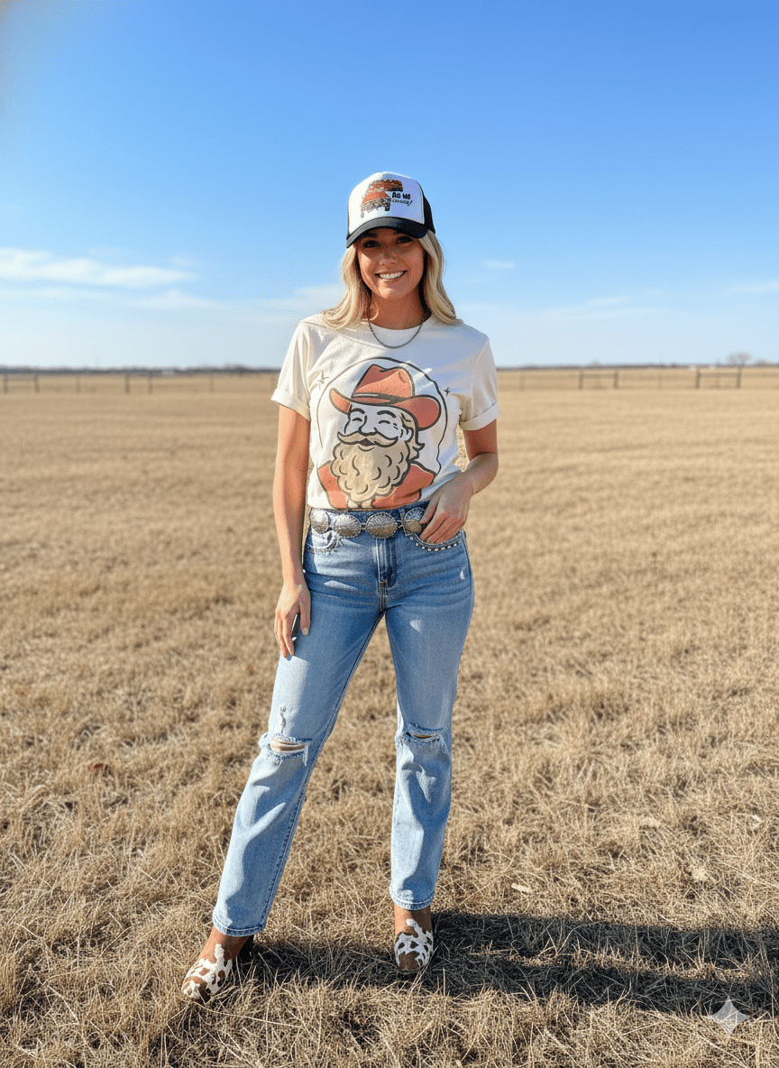 Holly Jolly Santa Graphic TeeNaturalS