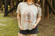 Homegrown Cowgirl Raw V - neck Graphic TeeTanS