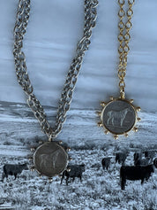 Horse Coin Double Chain Necklace