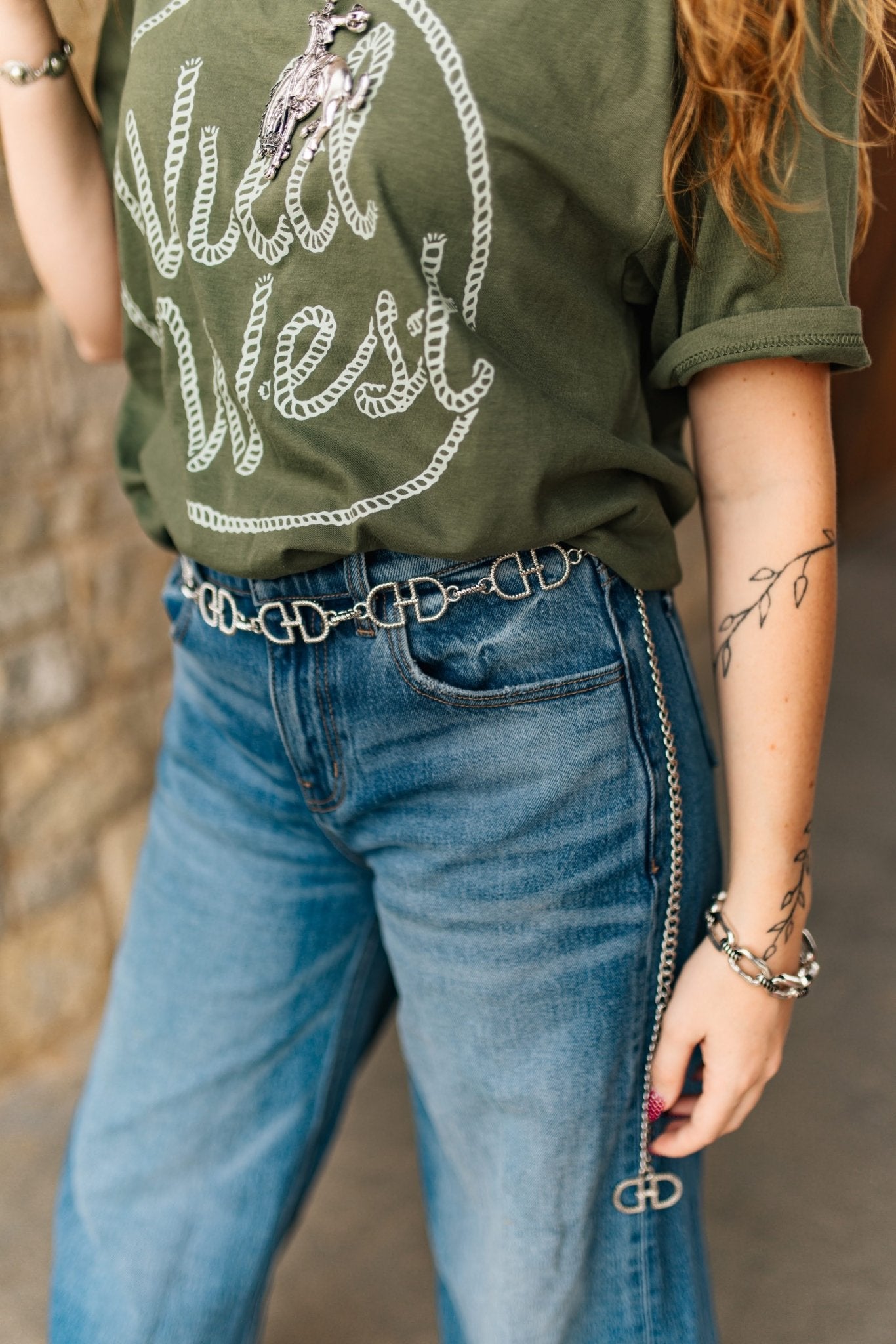 Horse Shoe Silver Chain Belt