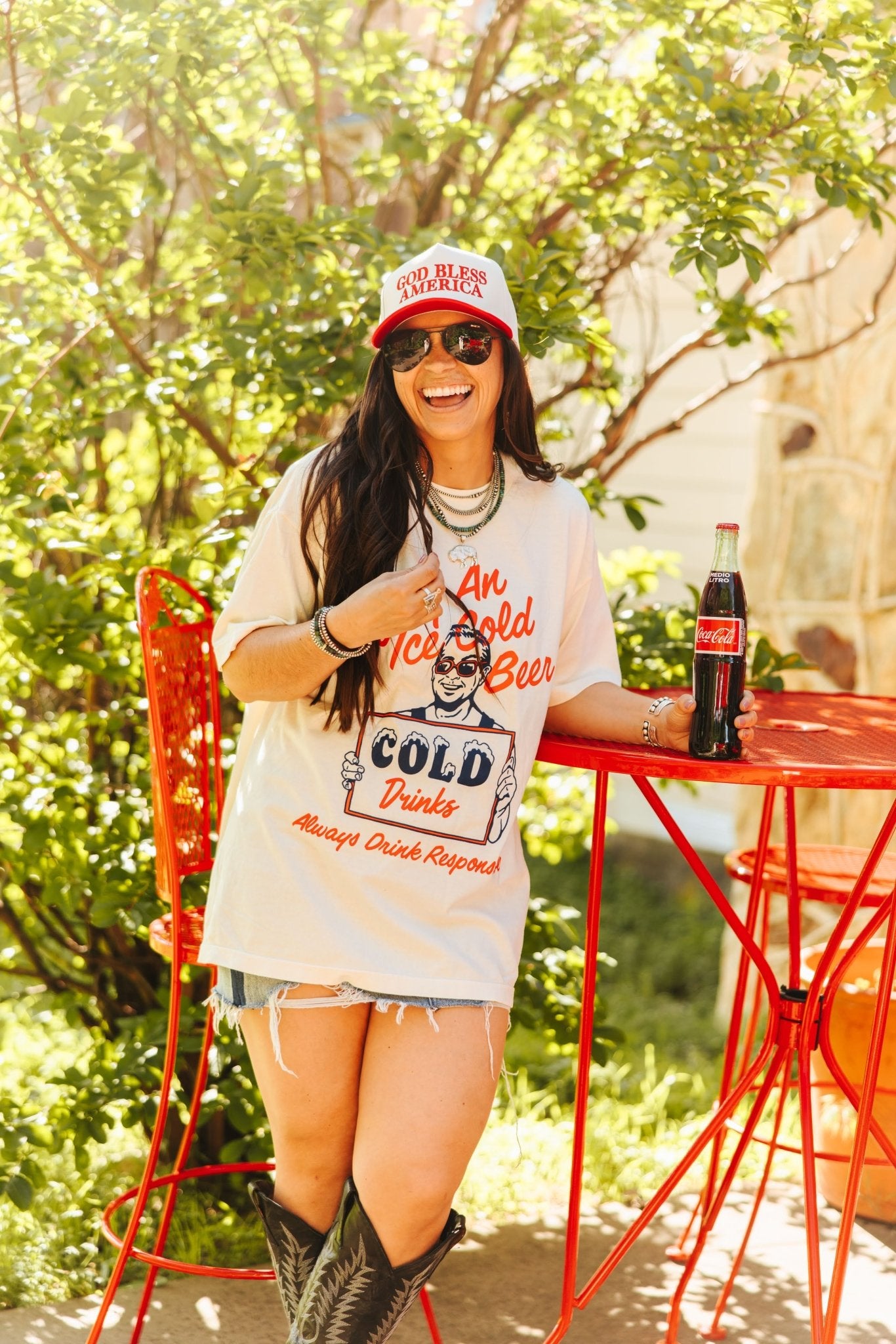 Iced Cold Beer Summer Oversized Graphic TeeXS/S