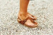 Leather Embossed Thong Sandals6