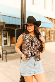 Leopard Print Front Tie VestS