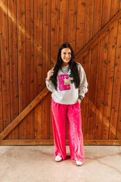 Let's Ho Girls Christmas Glitter Patch SweatshirtOatmealS