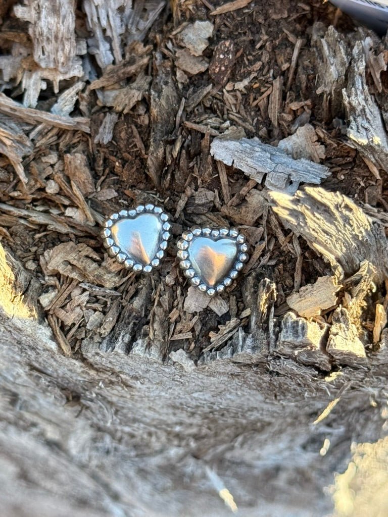 Love Knot Sterling Silver Heart Studs