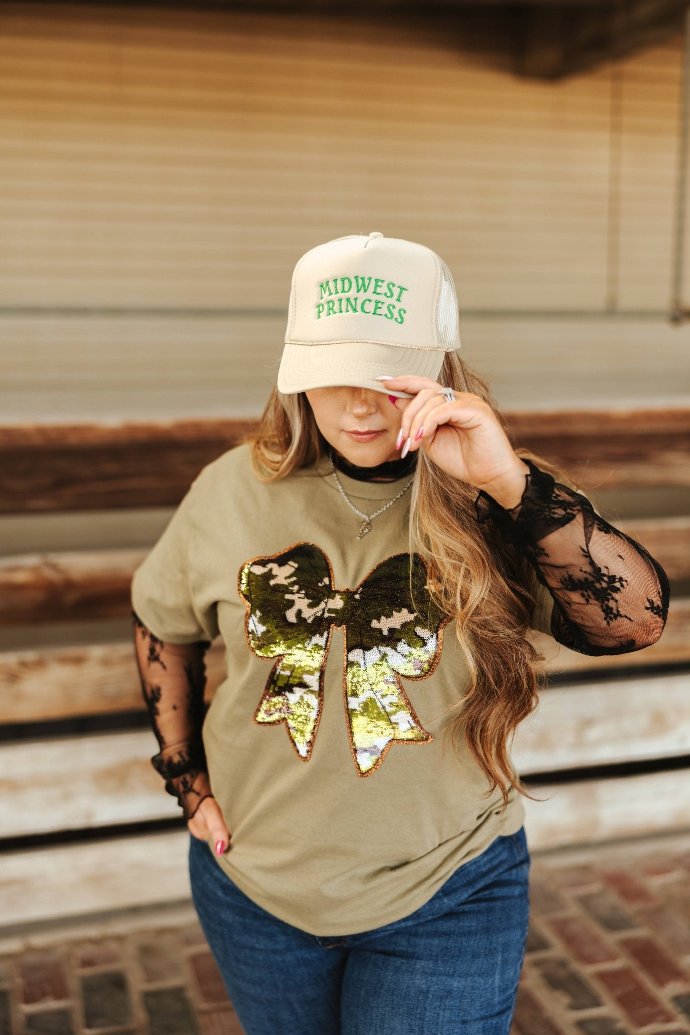 Midwest Princess Khaki Trucker Hat Midwest Princess Patch Trucker Hat – Chappell Roan  main image 4