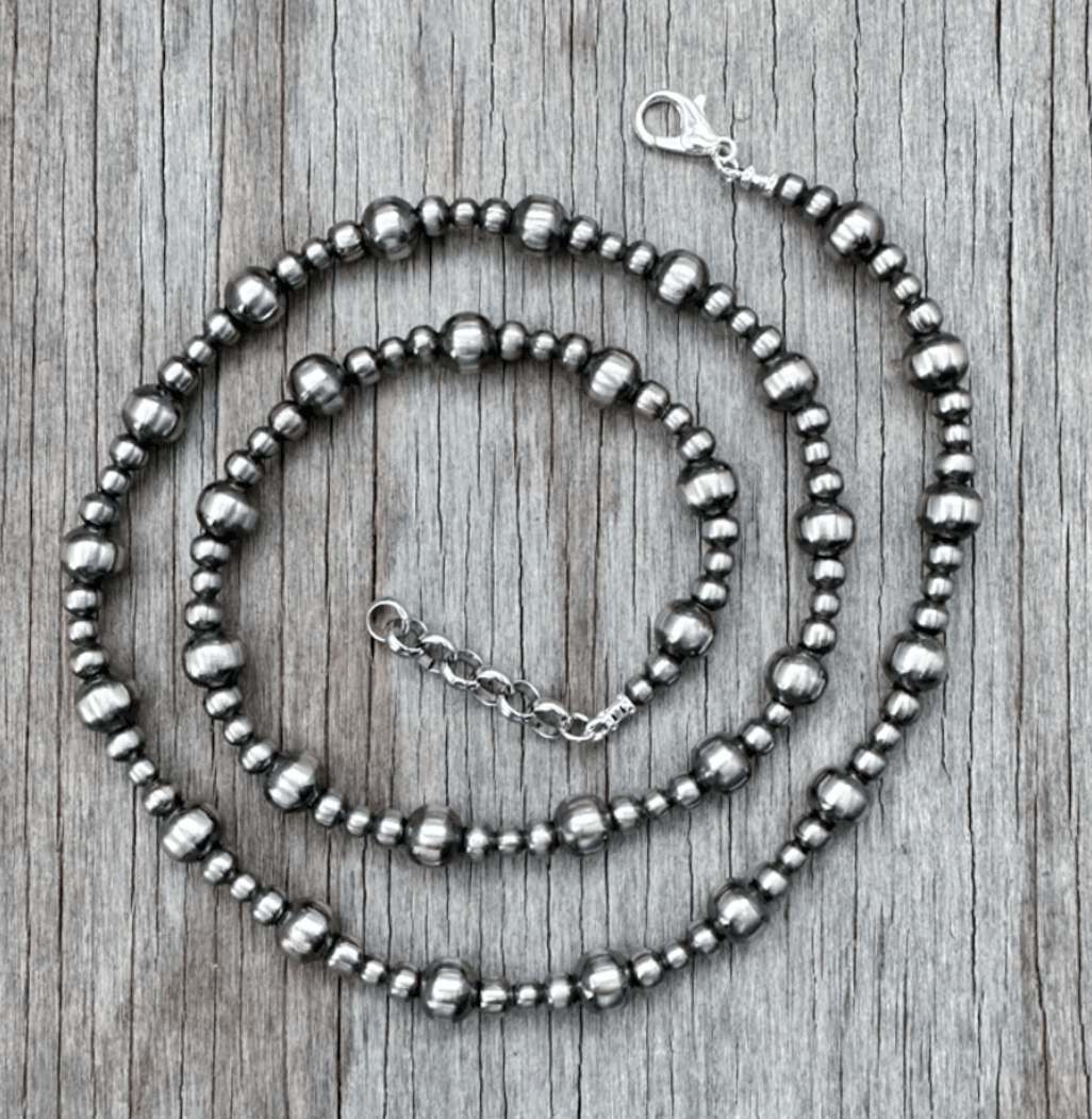 Multi Size Silver Pearl Necklace