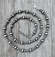 Multi Size Silver Pearl Necklace