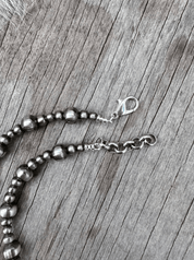 Multi Size Silver Pearl Necklace