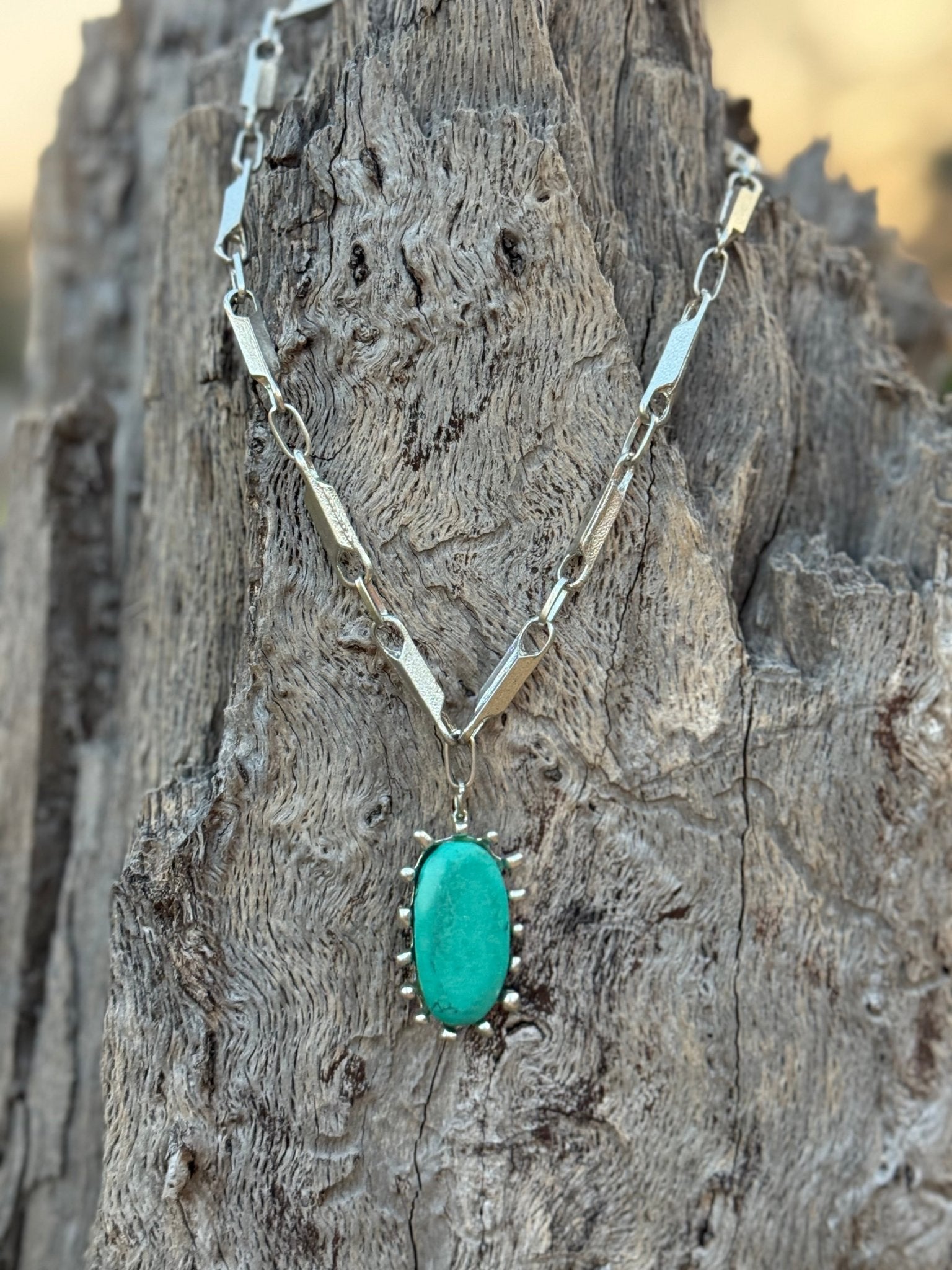 Oval Turquoise Link Necklace