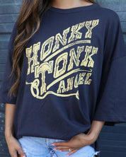 Oversized Honky Tonk Angel Graphic TeeBlackOS