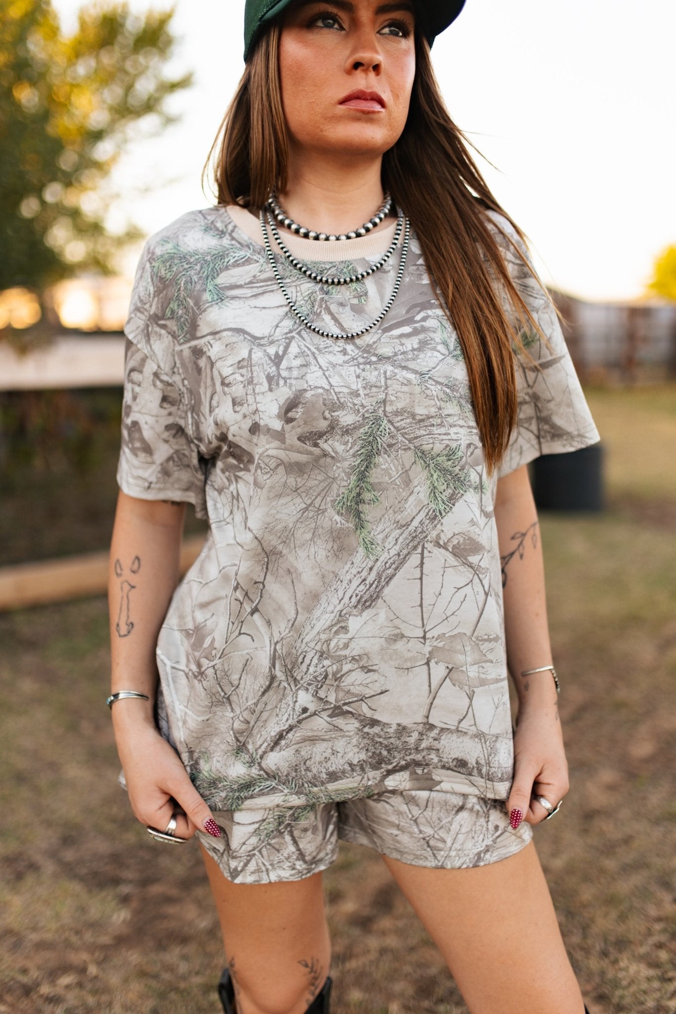 Oversized Retro Camo Tee and Shorts SetS
