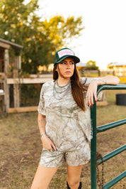 Oversized Retro Camo Tee and Shorts SetS