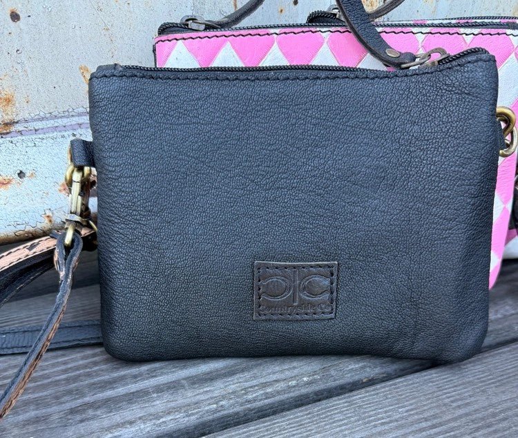 Pink Checkered Leather Crossbody Bag