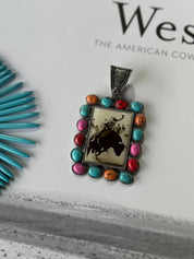 Rectangle Multicolor Turquoise Rodeo Pendant