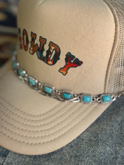 Rectangle Turquoise Concho Trucker Hat Chain