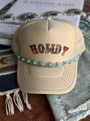 Rectangle Turquoise Concho Trucker Hat Chain