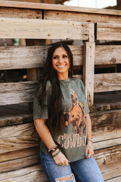 Ride Em Cowboy Mineral Washed Graphic TeeS