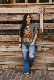 Ride Em Cowboy Mineral Washed Graphic TeeS