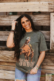 Ride Em Cowboy Mineral Washed Graphic TeeS