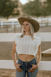 Ruffle Sleeve Lace Crop TopS