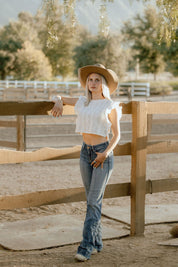 Ruffle Sleeve Lace Crop TopS