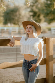 Ruffle Sleeve Lace Crop TopS