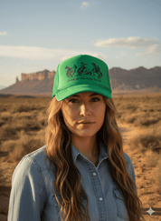 Saddle Up And Enjoy The Ride Trucker HatGreen