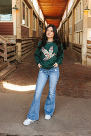 Sequin Duck Camo Patch SweaterMilitary GreenS