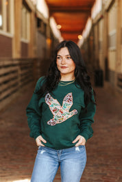 Sequin Duck Camo Patch SweaterMilitary GreenS