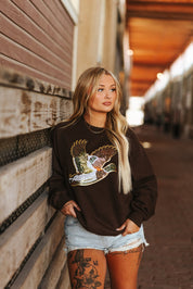 Sequin Mallard Duck Patch SweaterBrownS