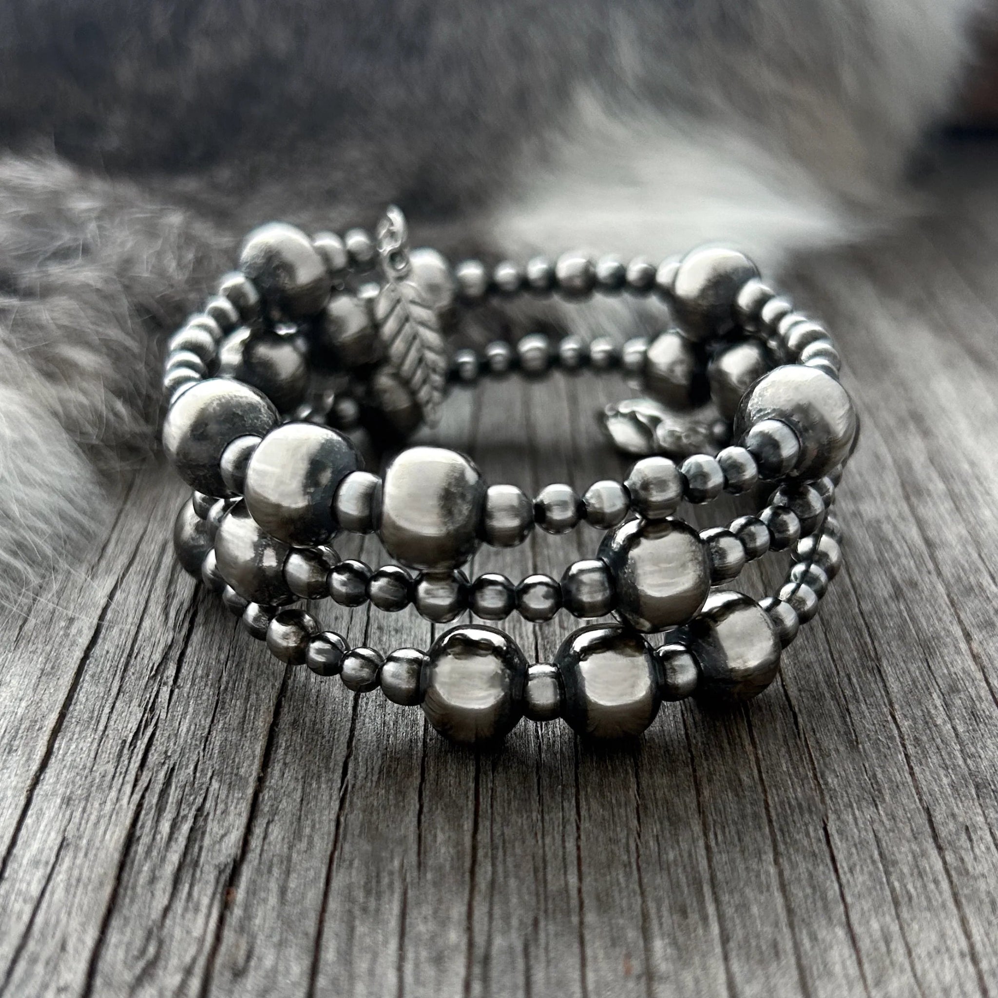 Silver Pearls Wrap Bracelet