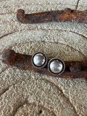 Silver Rope Edge Stud Earrings