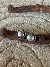 Silver Rope Edge Stud Earrings