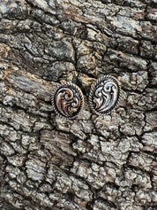 Silver Tooled Oval Studs