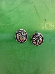 Silver Tooled Oval Studs