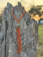 Skyfire Braided Leather Tassel Necklace