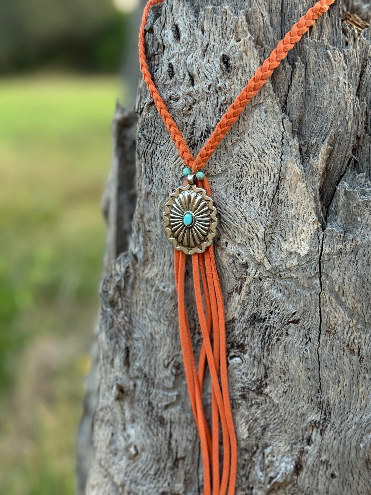 Skyfire Braided Leather Tassel Necklace