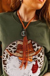 Skyfire Braided Leather Tassel Necklace