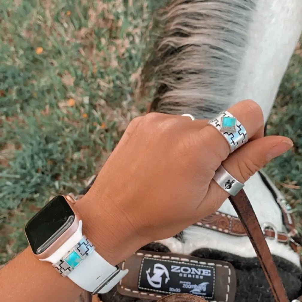 Square Turquoise Aztec Apple Watch Cuff