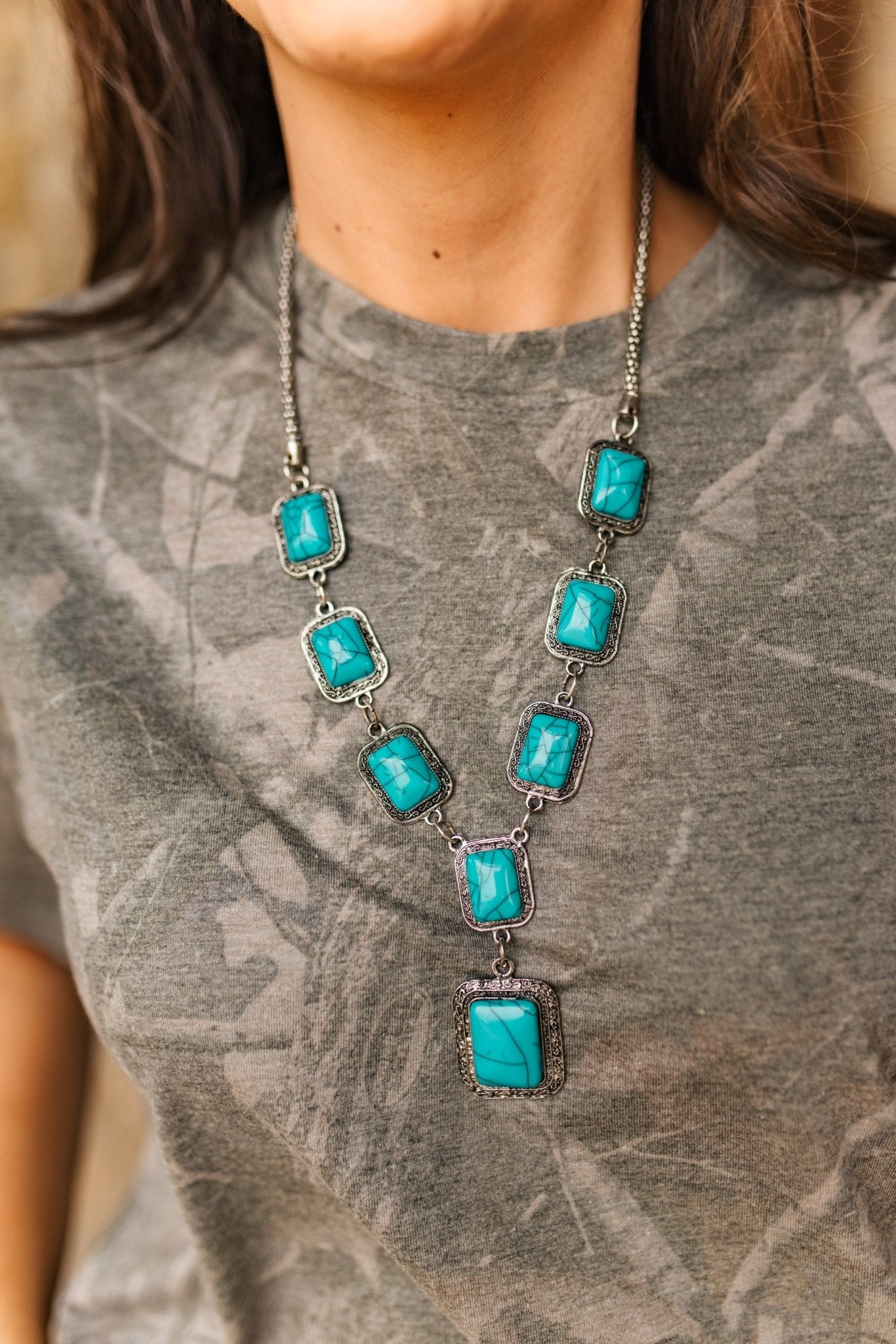 Square Turquoise Lariat Necklace – Wild Junkie