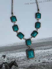 Square Turquoise Lariat Necklace